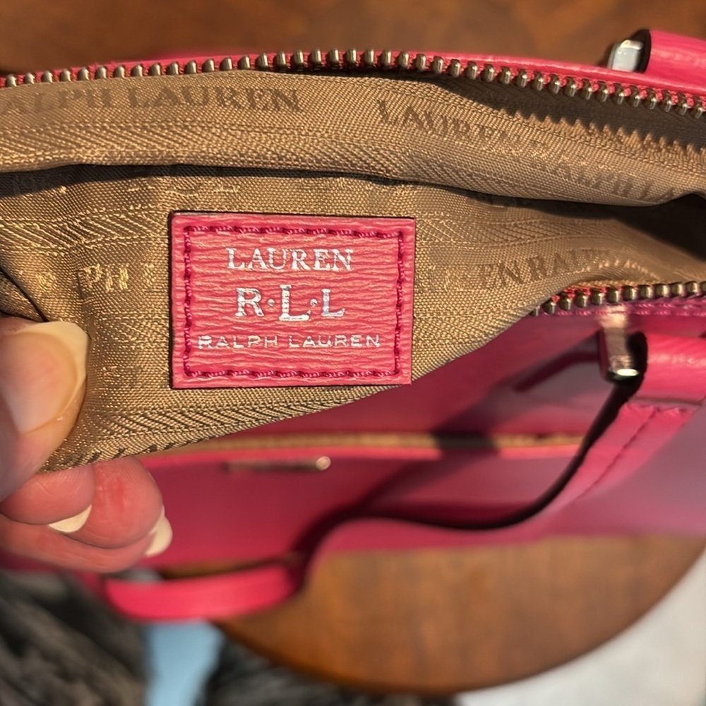 Ralph Lauren   Shoulder bag  Leather bright pink  Silvertone hardware NWOT - Picture 14 of 17